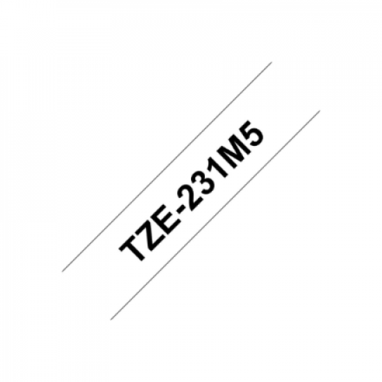 Brother TZE231M5 | Black on white | Laminated tape | 1.2 cm x 8 m