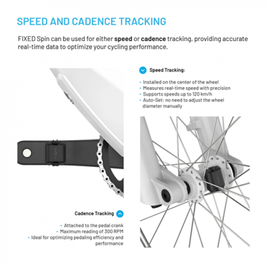 Fixed | Cadence/Speed Sensor Spin | Bluetooth | Black