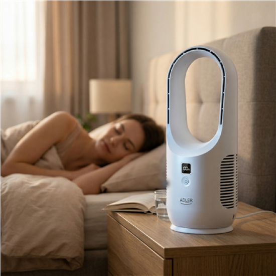 Adler Bladeless Rechargeable Fan | AD 7343 | Desk Fan | White | Diameter 14 cm | Number of speeds 3