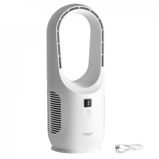Adler Bladeless Rechargeable Fan | AD 7343 | Desk Fan | White | Diameter 14 cm | Number of speeds 3
