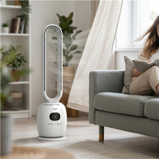 Adler Bladeless Fan | AD 7344 | Tower Fan | White | Diameter 23 cm | Number of speeds 3 | Oscillation | 60 W | Remote control