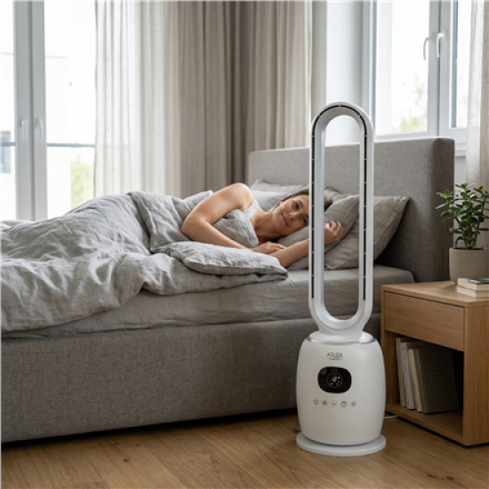 Adler Bladeless Fan | AD 7344 | Tower Fan | White | Diameter 23 cm | Number of speeds 3 | Oscillation | 60 W | Remote control