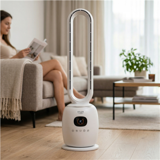 Adler Bladeless Fan | AD 7344 | Tower Fan | White | Diameter 23 cm | Number of speeds 3 | Oscillation | 60 W | Remote control