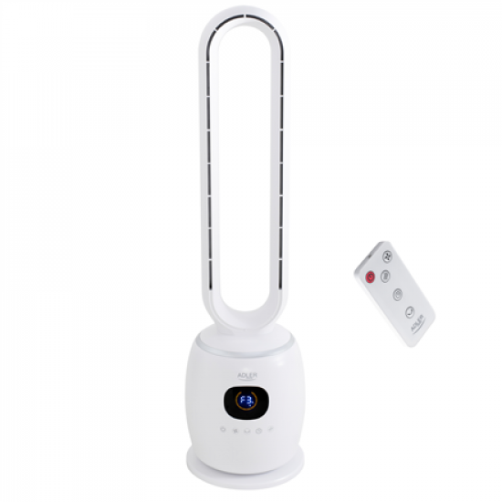 Adler Bladeless Fan | AD 7344 | Tower Fan | White | Diameter 23 cm | Number of speeds 3 | Oscillation | 60 W | Remote control