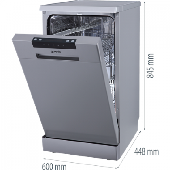 Gorenje GS522E10S Dishwasher, E, Free standing, Width 45 cm, Number of place settings 10, Grey