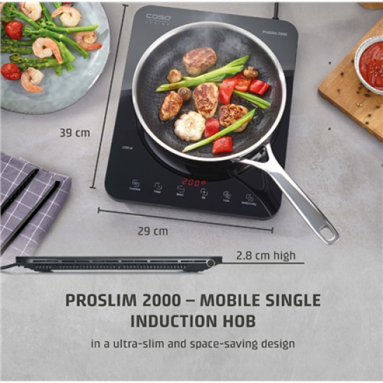 Caso ProSlim 2000 2236 Mobile single induction hob, Glass, Sensor-touch, Black