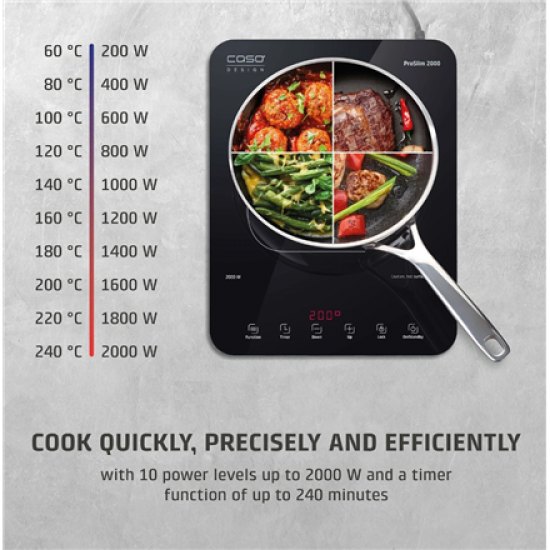 Caso ProSlim 2000 2236 Mobile single induction hob, Glass, Sensor-touch, Black