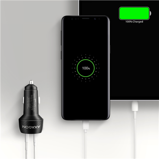 AXAGON PWC-PQ48 Car charger 48W, USB-A + USB-C, PD3.0/PPS/QC4+/SFC, Black