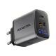 AXAGON ACU-PQ67D GaN Wall charger 67W, USB-A + USB-C, PD3.0/PPS/QC4+/SF, Black
