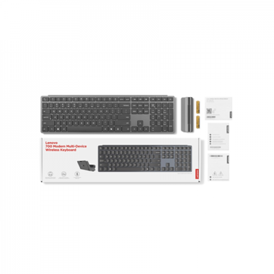 Lenovo Accessories 700 Modern Multi-Device Wireless Keyboard-Lithuanian | Lenovo 700 | Modern Multi-Device Wireless Keyboard-Lithuanian | Wireless keyboard | Bluetooth | Lithuanian | Bluetooth | USB Receiver & Dual Bluetooth 5.3