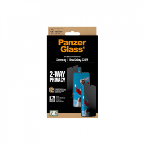 PanzerGlass 2-Way Privacy Screen Protector Samsung New Galaxy S26 | Ultra-Wide Fit w. EasyAligner | PanzerGlass