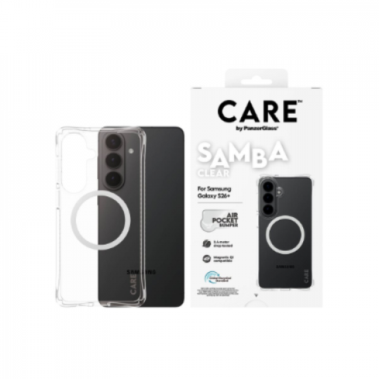 CARE by PanzerGlass Samba Case Transparent w. White Qi Samsung New Galaxy S26 Plus | PanzerGlass