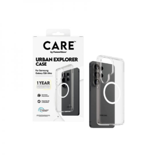 CARE by PanzerGlass Urban Explorer Case Transparent w. White Qi Samsung New Galaxy S26 Ultra | PanzerGlass