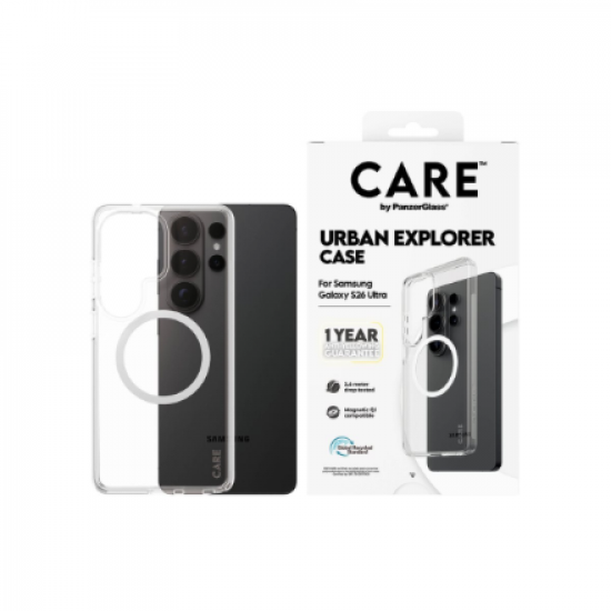 CARE by PanzerGlass Urban Explorer Case Transparent w. White Qi Samsung New Galaxy S26 Ultra | PanzerGlass