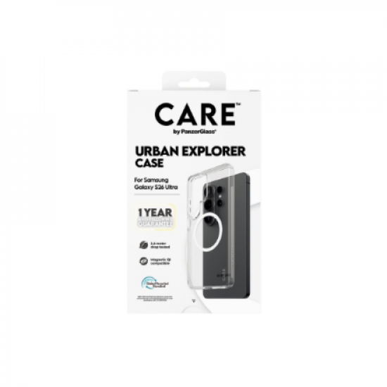CARE by PanzerGlass Urban Explorer Case Transparent w. White Qi Samsung New Galaxy S26 Ultra | PanzerGlass