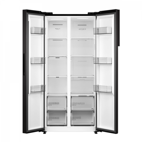 Midea Refrigerator | MDRS619FIE45 | Energy efficiency class Class E | Free standing | Height 177.5 cm | Side by Side | No Frost system | Fridge net capacity 271 L | Freezer net capacity 189 L | Display | 41 dB | Dark inox