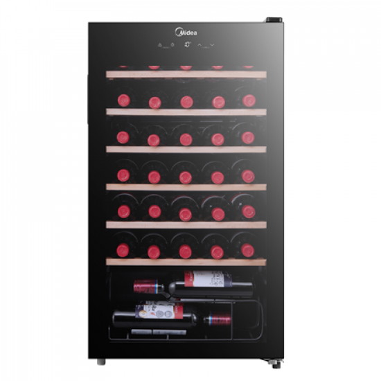 Midea Wine Cooler | MDRW150FGG22W | Energy efficiency class Class G | Free standing | Bottles capacity 34 | Black