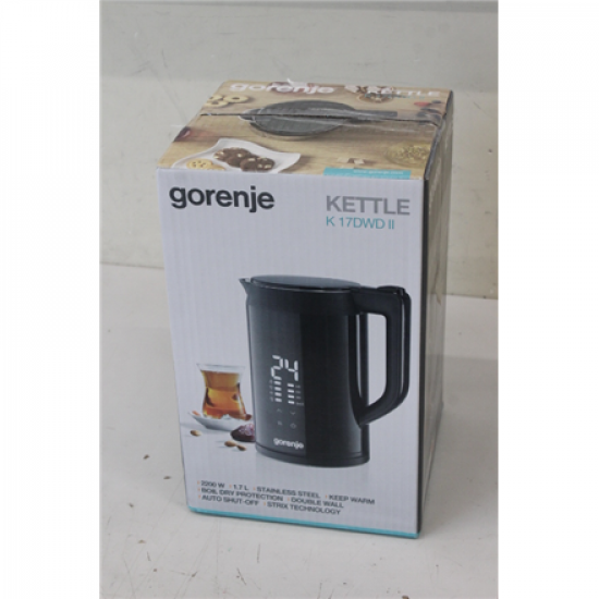 SALE OUT.  | Gorenje Kettle | K17DWDII | Electric | 2200 W | 1.7 L | Stainless Steel | 360° rotational base | Black | DEMO, SCRATCHED