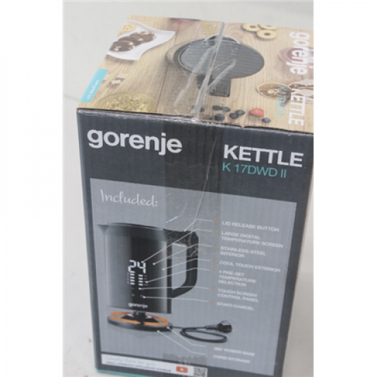 SALE OUT.  | Gorenje Kettle | K17DWDII | Electric | 2200 W | 1.7 L | Stainless Steel | 360° rotational base | Black | DEMO, SCRATCHED