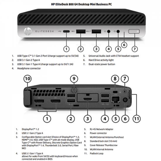HP Renewed Grade A | EliteDesk 800 G4 | Intel Core i5 | i5-8500T | 16 GB | SSD | 256 GB | Intel UHD Graphics 630 | Windows 11 Pro