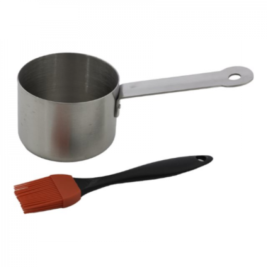 Barbecook | Stainless steel saucepot with brush, 10.5 x 7.5 x 23 cm | BC-ACC-7211