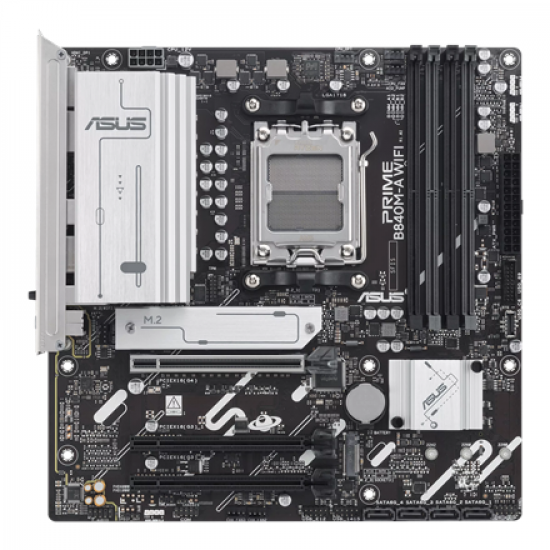 Asus PRIME B840M-A WIFI | Processor family AMD | Processor socket AM5 | DDR5 SDRAM | Supported hard disk drive interfaces SATA, M.2 | Number of SATA connectors 4