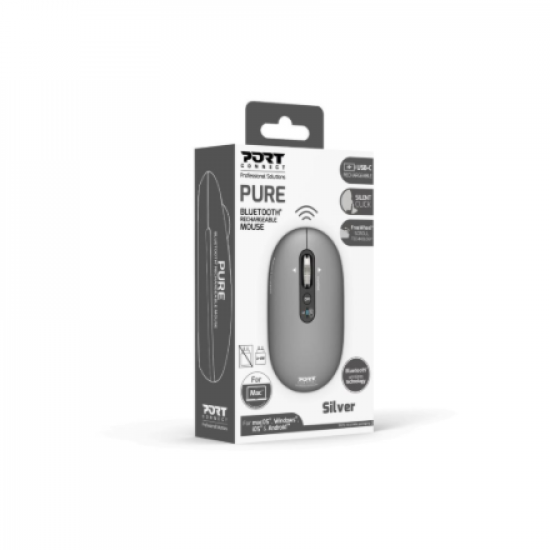 PORT CONNECT Mouse | PURE MAC | Wireless | Bluetooth | Gris clair