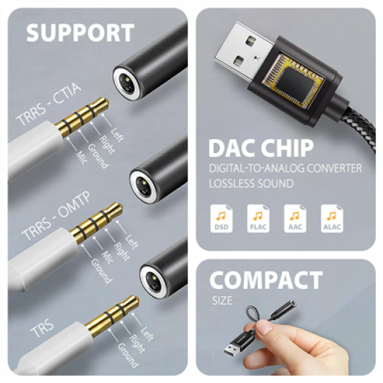 AXAGON ADA-HA USB-A Hi-Res DAC audio adapter