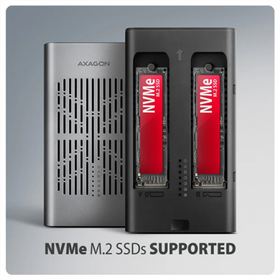 AXAGON USB-C 20Gbps Dual M.2 NVMe SSD CLONE MASTER Enclosure | EEM2-20GD