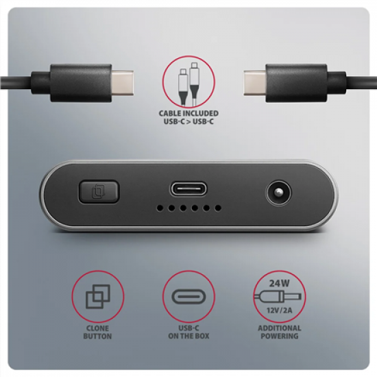 AXAGON USB-C 20Gbps Dual M.2 NVMe SSD CLONE MASTER Enclosure | EEM2-20GD