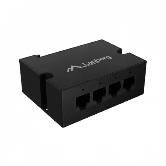 Lanberg Switch PoE Extender 1xIn 3xOut Fast Ethernet Din Rail at 30W metal clips | DIN-FE4-AT-30W