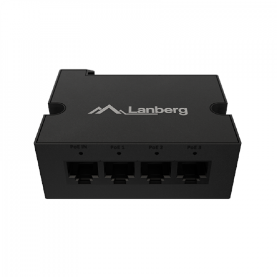 Lanberg Switch PoE Extender 1xIn 3xOut Fast Ethernet Din Rail at 30W metal clips | DIN-FE4-AT-30W