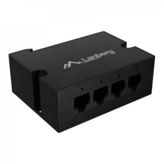 Lanberg Switch PoE Extender 1xIn 3xOut Fast Ethernet Din Rail at 30W metal clips | DIN-FE4-AT-30W