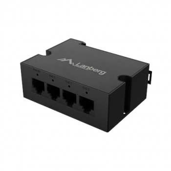 Lanberg Switch PoE Extender 1xIn 3xOut Gigabit Ethernet Din Rail BT 90W metal clips | DIN-GE4-BT-90W