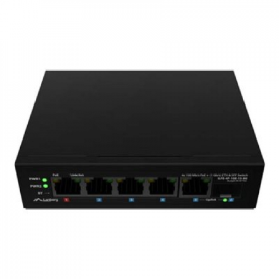 Lanberg Switch PoE 1xBT 3xAT SFP/ETH Din Unmanagment Fast Ethernet | ILFE-4P-1GE-1S-90