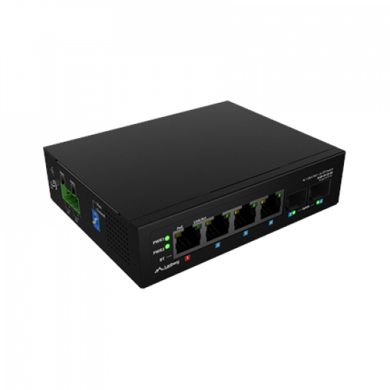 Lanberg Switch Light IndustrialPoE 1xBT 3xAT 2xSFP Din Unmanagment Gigabit Ethernet | ILGE-4P-2S-90 | Unmanaged