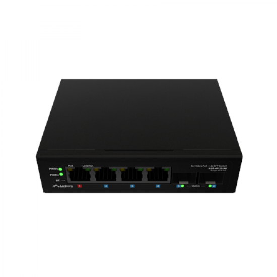 Lanberg Switch Light IndustrialPoE 1xBT 3xAT 2xSFP Din Unmanagment Gigabit Ethernet | ILGE-4P-2S-90 | Unmanaged