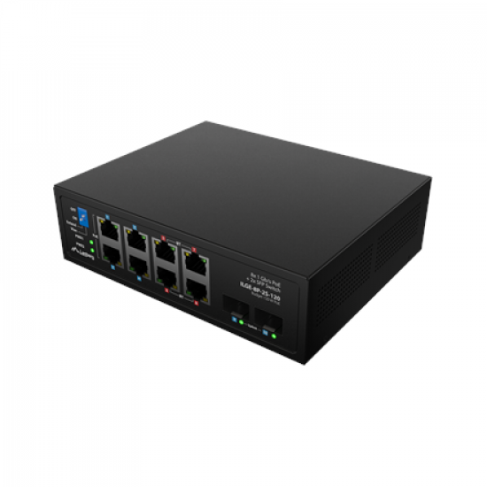 Lanberg Switch PoE 4xBT 4xAT 4xSFP Din Unmanagment Gigabit Ethernet | ILGE-8P-2S-120 | Unmanaged | Din rail