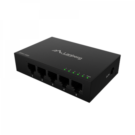Lanberg Switch 5x1GB/s Unmanagment Gigabit Ethernet Desktop 12V metal case | DSM1-1005 | Unmanaged | Desktop