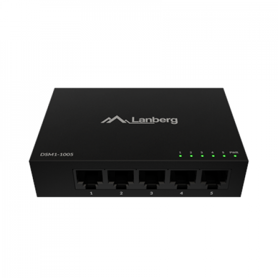 Lanberg Switch 5x1GB/s Unmanagment Gigabit Ethernet Desktop 12V metal case | DSM1-1005 | Unmanaged | Desktop