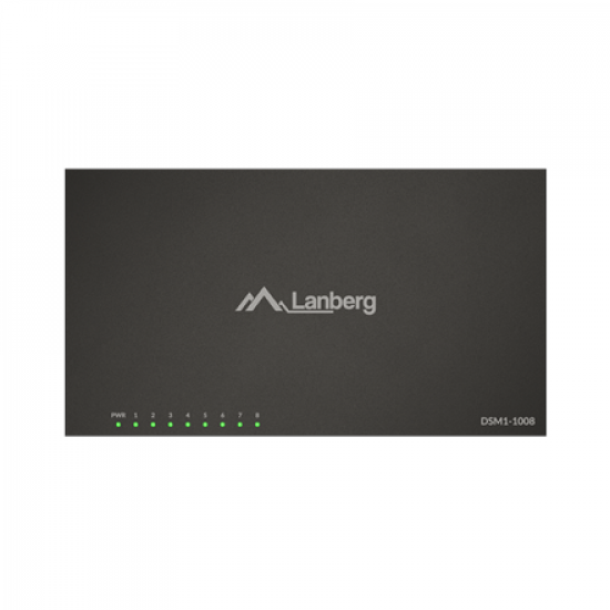 Lanberg Switch 8x1GB/s Unmanagment Gigabit Ethernet Desktop 12V metal case | DSM1-1008
