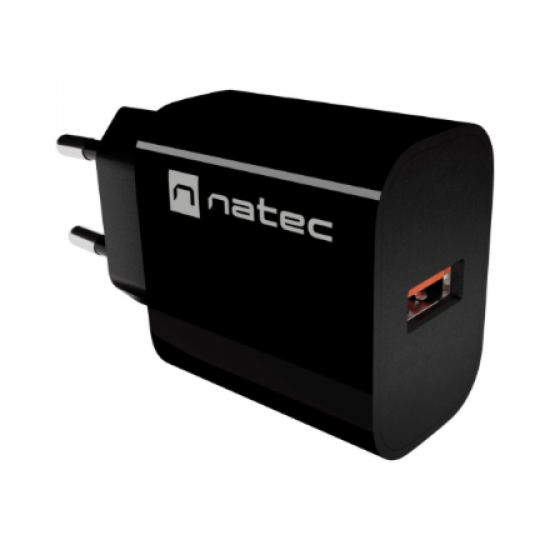 Natec Ribera USB Charger 1X USB-A 18W, Black