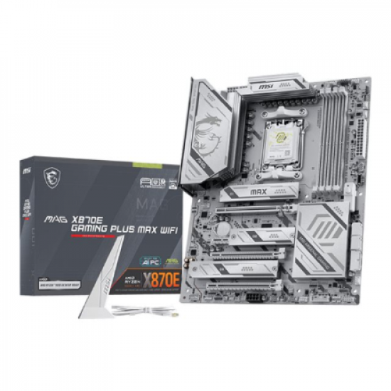 MSI MAG X870E GAMING PLUS MAX WIFI | Processor family AMD | Processor socket AM5 | DDR5 | Supported hard disk drive interfaces SATA, M.2 | Number of SATA connectors 4