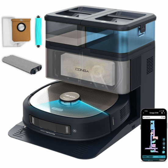 Cecotec Robotic Vacuum Cleaner | Conga Z100 | Operating time (max) 320 min | Wet&Dry | 5200 mAh | Dust capacity 3 L | Black | 20000 Pa