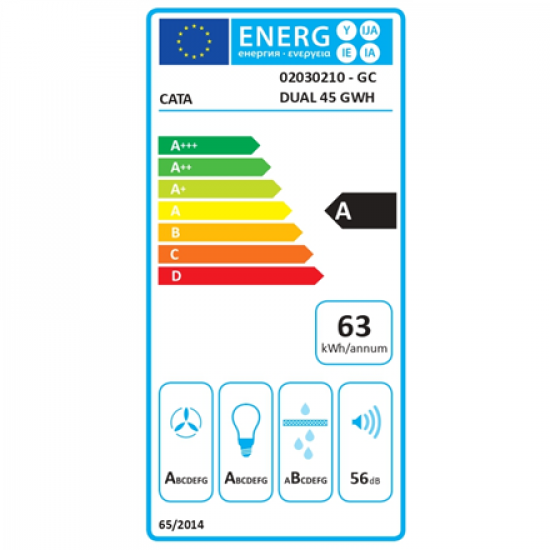 Cata Hood GC DUAL 45 GWH /A Width 45cm, Max 820 m³/h, Stainless steel