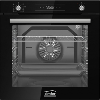 Simfer BI-81608P Pyrolytic Built-in Oven, Multifuncional, Capacity 80 L, Black