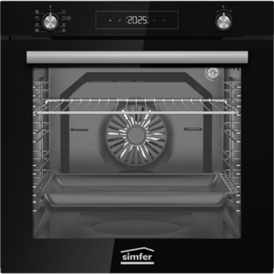 Simfer BI-81608P Pyrolytic Built-in Oven, Multifuncional, Capacity 80 L, Black