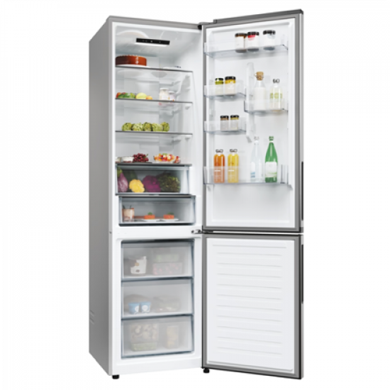 Candy ECN2CQTEX206 Refrigerator, E, Freestanding, Combi, Height 205cm, Fridge net 289 L, Freezer net 120 L, Stainless steel | Candy