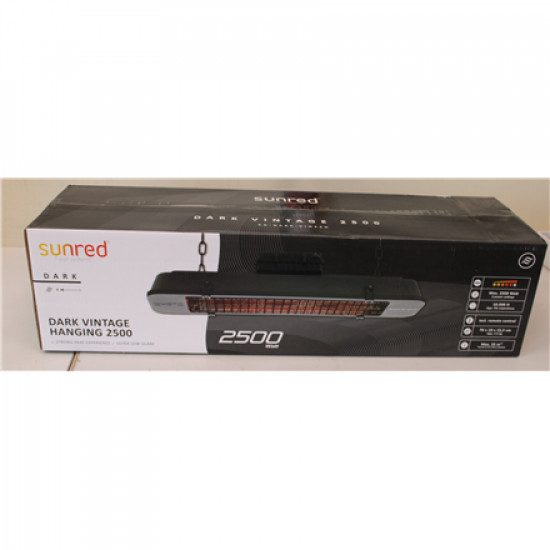 SALE OUT. Sunred RD-DARK-VIN25H Heater, Dark Vintage Hanging, Power 2500 W, Black | SUNRED Heater | RD-DARK-VIN25H, Dark Vintage Hanging | Infrared | 2500 W | Black | DAMAGED PACKAGING | IP44