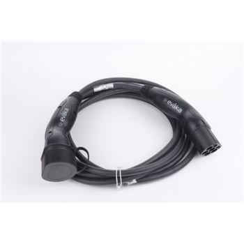 Evaka EV Charging Cable Type 2-Type 2, 22 kW, 32 A, 5 x 6 mm2, 1 x 0.5 mm2, 7 m | ITGAM3872 | Black